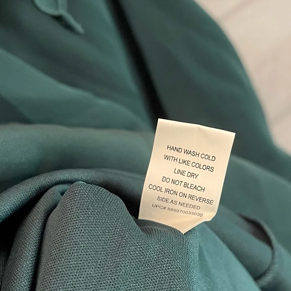 Dear Moon Sleeveless Square-Neck Tie-Back Ruffle-Hem Scuba Dress Green Size 5 - Picture 8 of 9